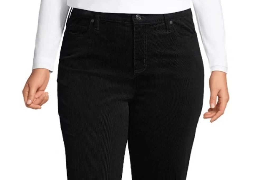 Lands’ End black High Rise Straight Leg Corduroy Pants 16w 16 x 27.5 short 16p p